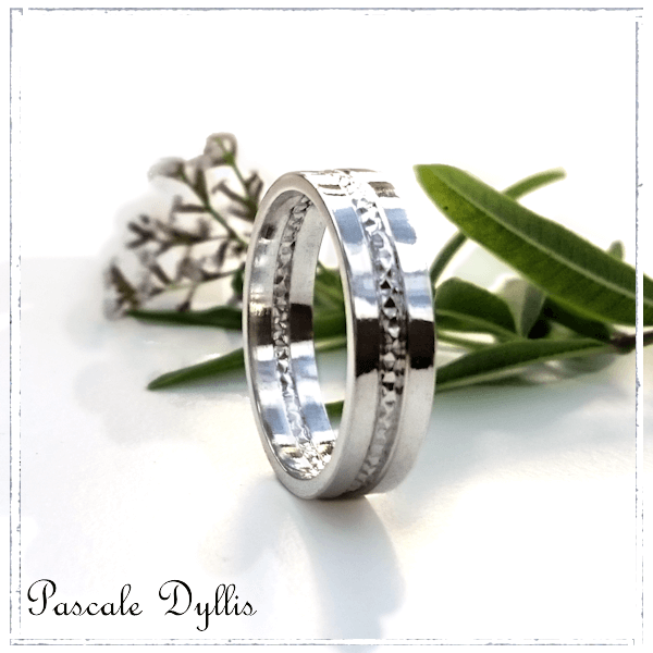 Alliance plate facettée 6mm Argent massif