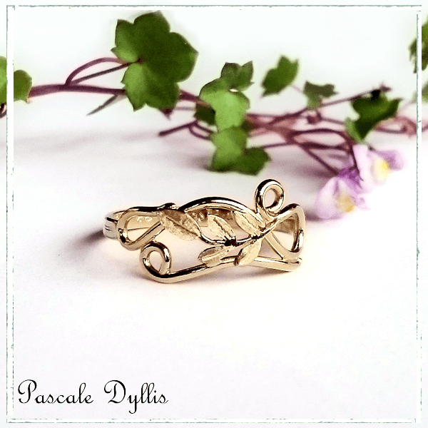 Bague de promesse brin olivier or massif 750