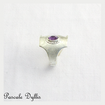 Bague médiévale large Argent 925 Amethyste - Emeline