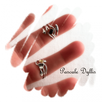 Bague deux Coeurs argent 925 et or massif 750 - Bague Cupidon TWICE