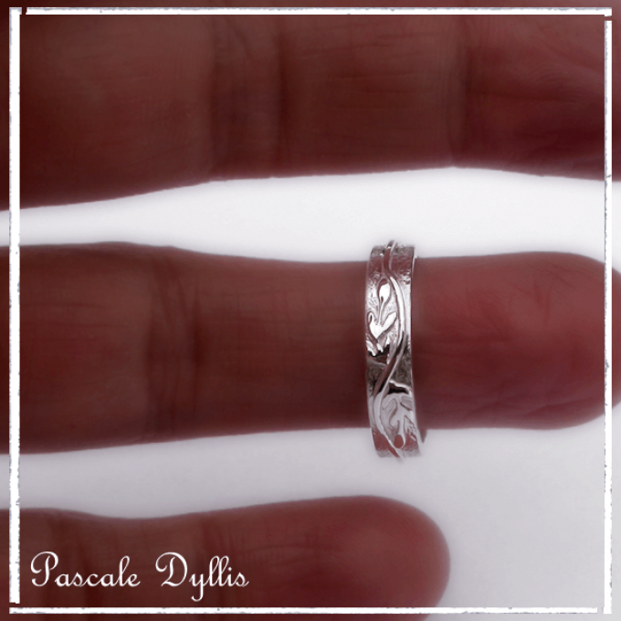Alliance deux brins olivier 4mm, 5mm ou 6mm Argent massif rhodié  925- BriOli