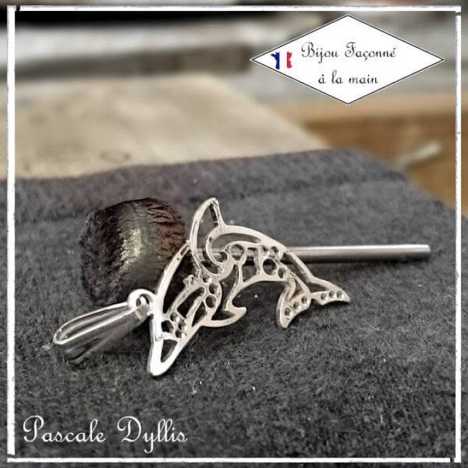 Pendentif tribal dauphin Argent massif 925