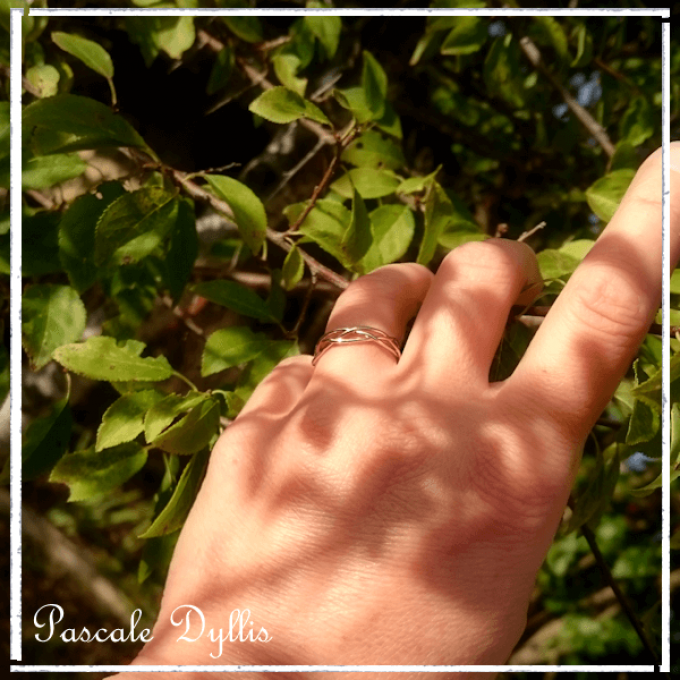 Bague de mariage elfique tressée or jaune, or rose ou blanc massif 750 - Liane