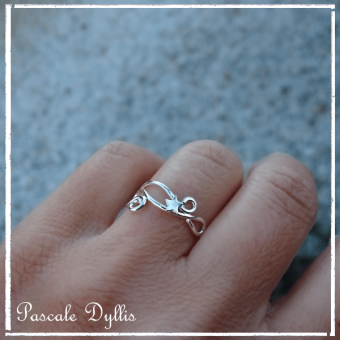 Bague fine une petite étoile Argent massif 925 - Bague LITTLE STAR