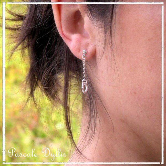 Boucles d'oreilles mi-longues fines facettées Argent rhodié - Osoon