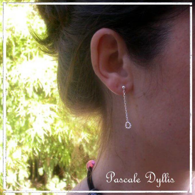 Boucles d'oreilles fines perlées Argent rhodié - Leas