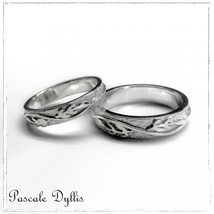 Alliances duo de brins olivier 4, 5 ou 6mm Argent massif rhodié 925 - BriOli