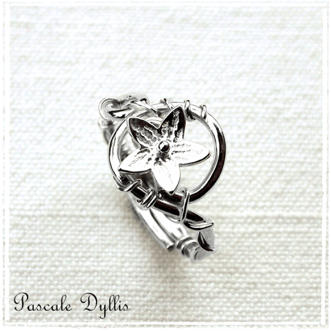 Bague fleur elfique fine argent massif 925 pour femme - Bague SYLIA