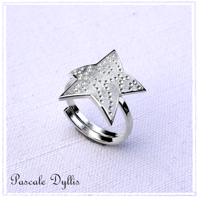 Bague étoile arabesque ajustable argent massif 925 - STARA