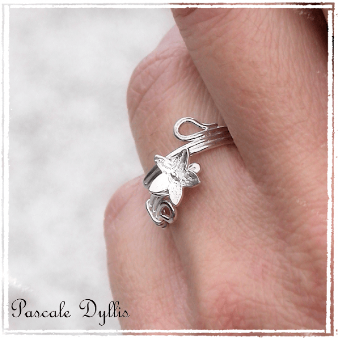 Bague fleur anneau ajustable argent massif 925- Bague CALIA