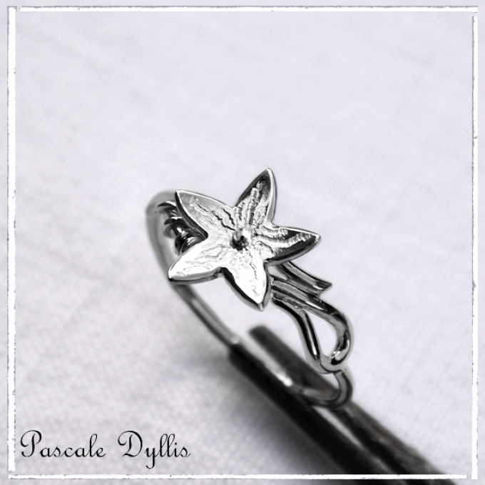 Bague grande fleur elfique fine argent massif 925- Bague HELIA