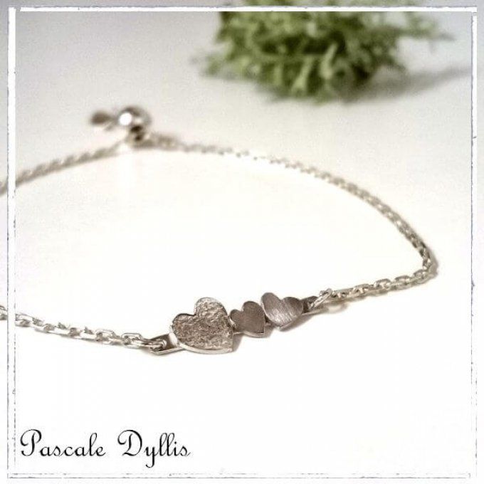 Bracelet Maille Tressée 3 fils Argent Massif 925/000 Rhodié