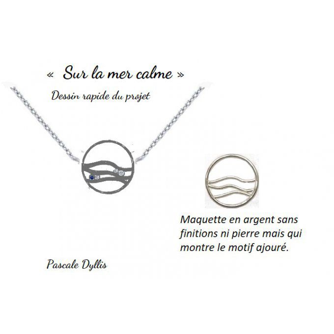 Collier ajouré « Sur la mer calme » chaîne fine et pierres - commande sur projet