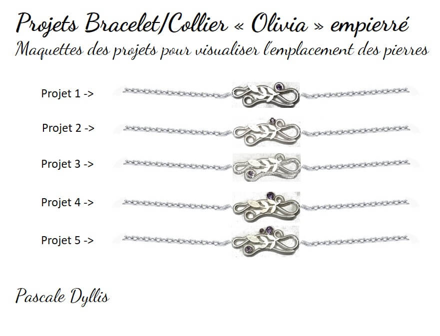 Projet Collier et/ou bracelet Olivia empierré argent massif rhodié